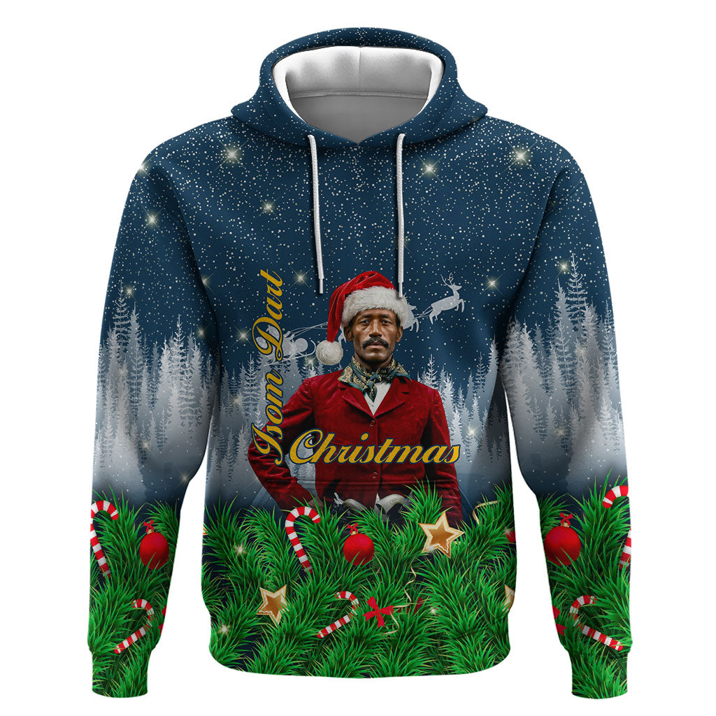 Isom Dart Christmas Hoodie Black Cowboy  Santa Western Snow Winter