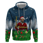 Isom Dart Christmas Hoodie Black Cowboy  Santa Western Snow Winter