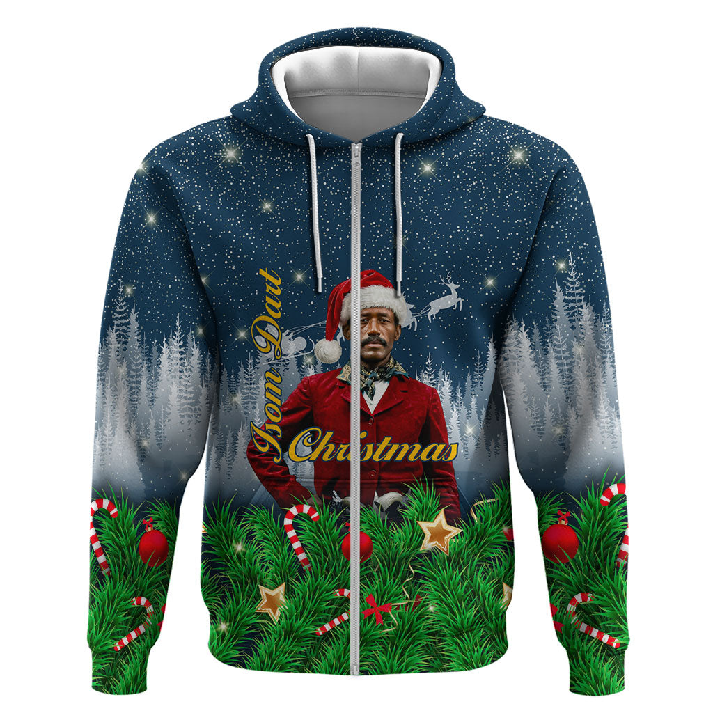 Isom Dart Christmas Hoodie Black Cowboy  Santa Western Snow Winter