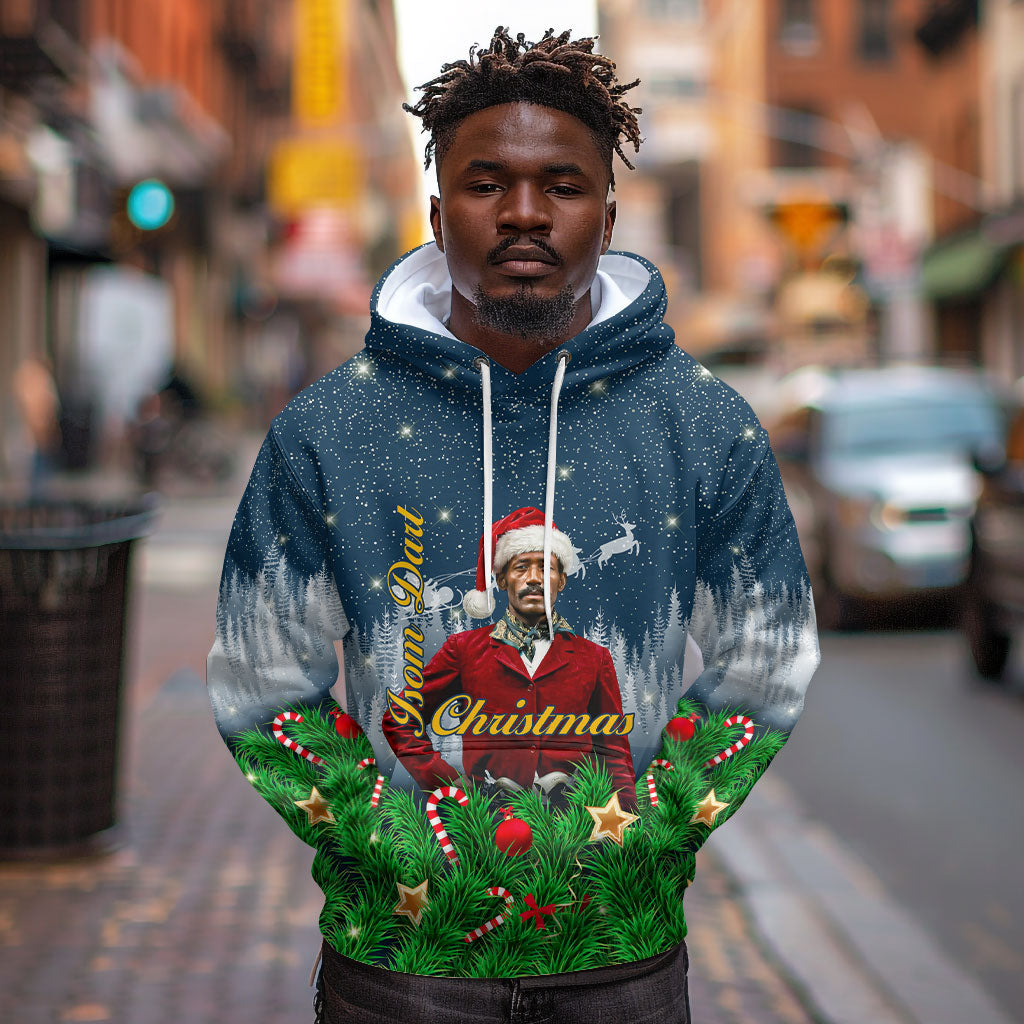 Isom Dart Christmas Hoodie Black Cowboy  Santa Western Snow Winter
