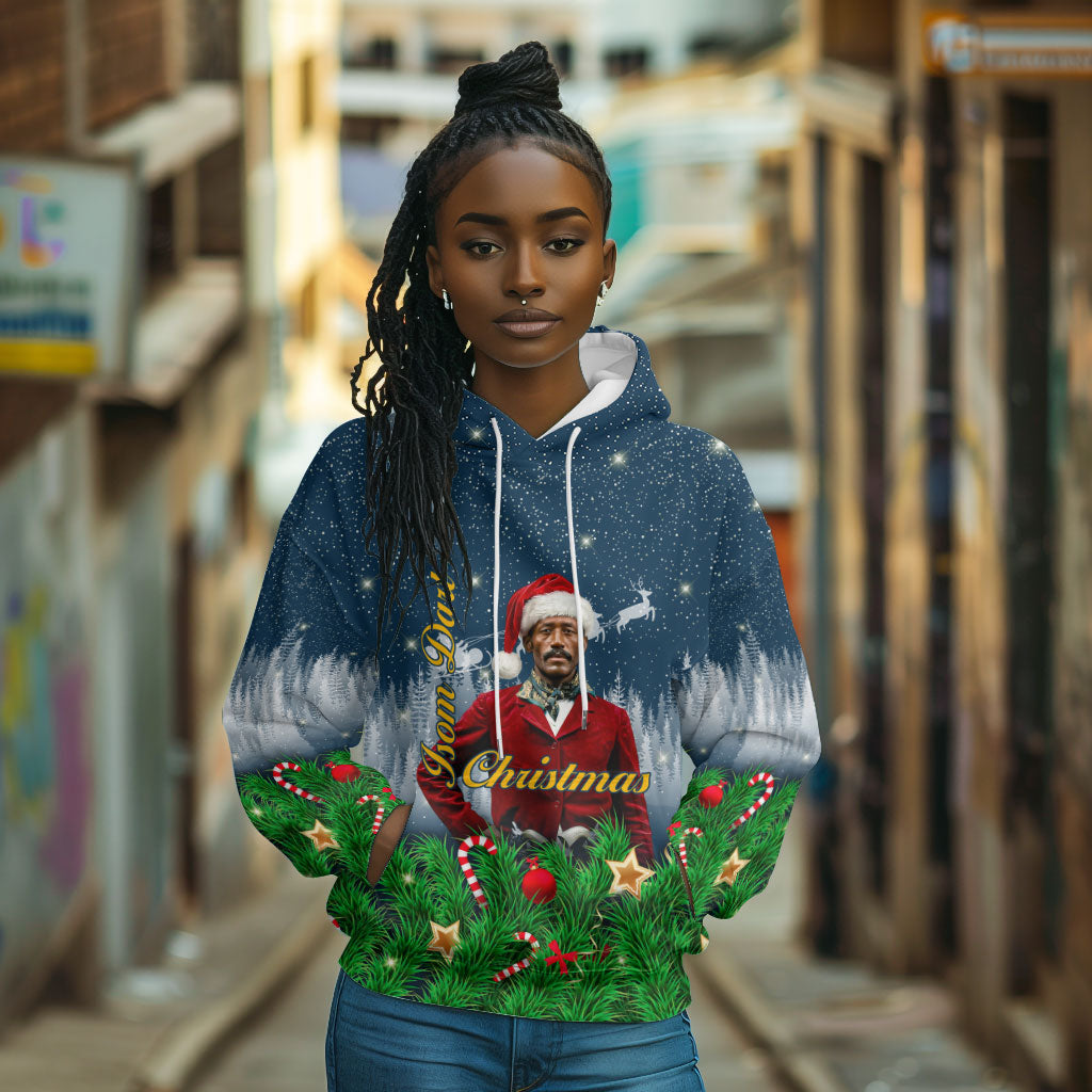 Isom Dart Christmas Hoodie Black Cowboy  Santa Western Snow Winter