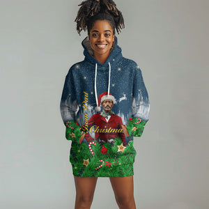 Isom Dart Christmas Hoodie Dress Black Cowboy  Santa Western Snow Winter