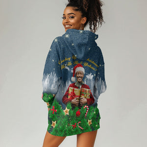 Isom Dart Christmas Hoodie Dress Black Cowboy  Santa Western Snow Winter