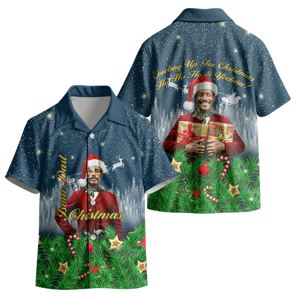 Isom Dart Christmas Kid Hawaiian Shirt Black Cowboy  Santa Western Snow Winter