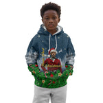 Isom Dart Christmas Kid Hoodie Black Cowboy  Santa Western Snow Winter