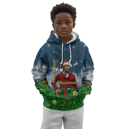 Isom Dart Christmas Kid Hoodie Black Cowboy  Santa Western Snow Winter