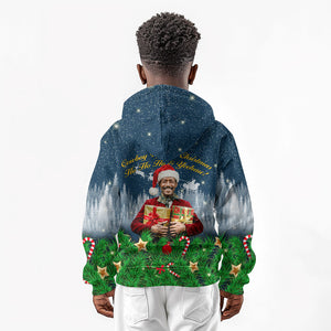 Isom Dart Christmas Kid Hoodie Black Cowboy  Santa Western Snow Winter