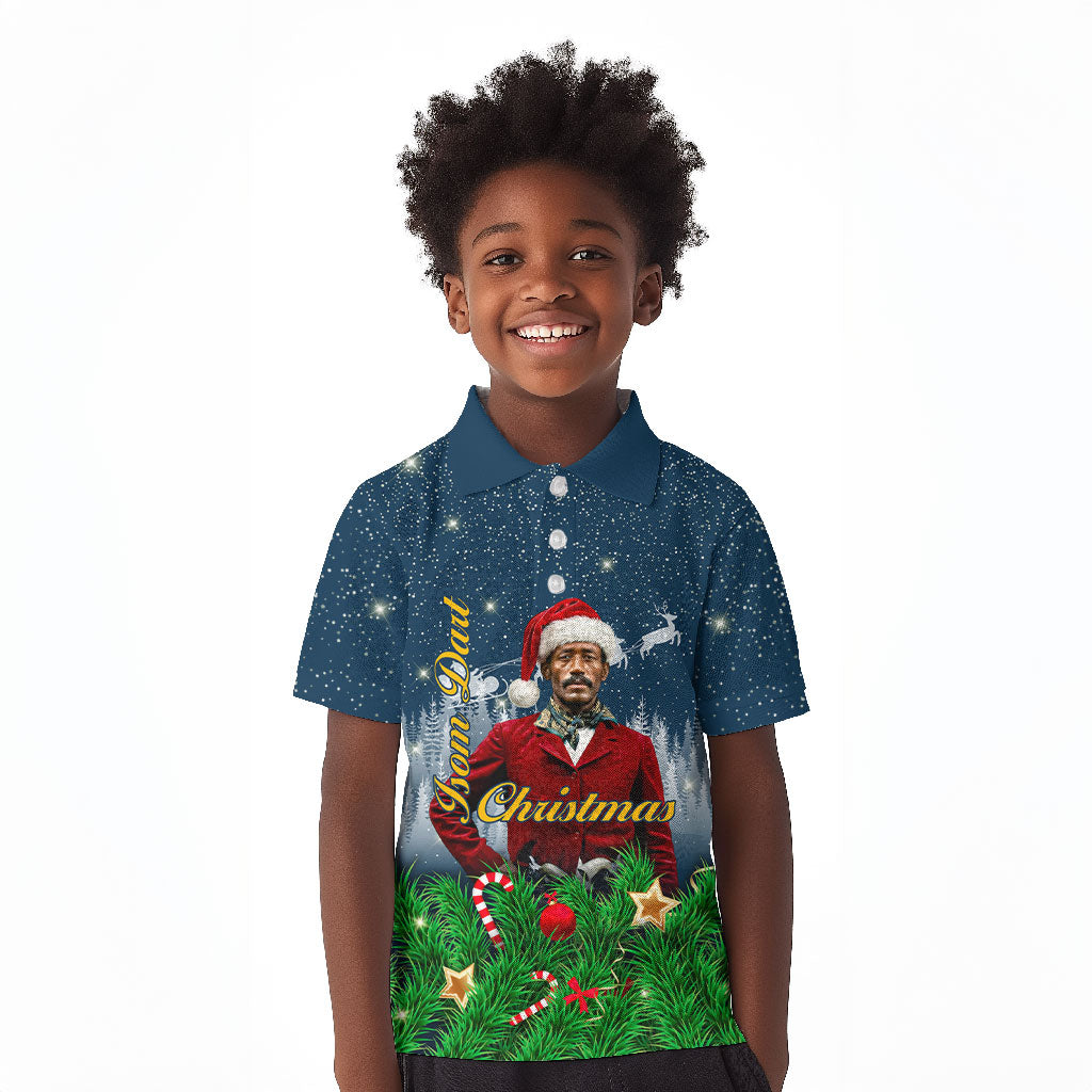 Isom Dart Christmas Kid Polo Shirt Black Cowboy  Santa Western Snow Winter