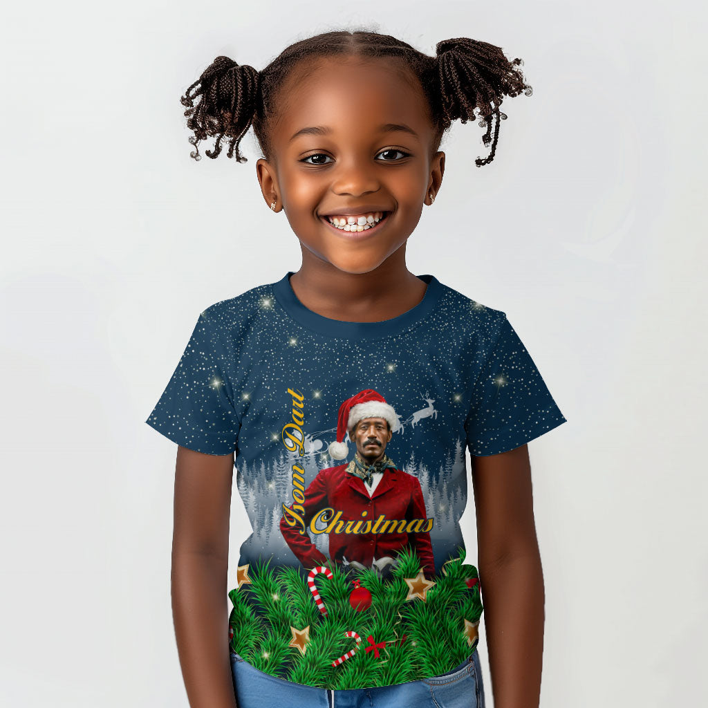 Isom Dart Christmas Kid T shirt Black Cowboy  Santa Western Snow Winter
