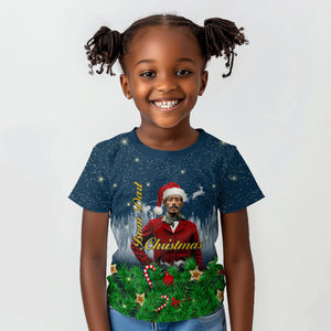 Isom Dart Christmas Kid T shirt Black Cowboy  Santa Western Snow Winter
