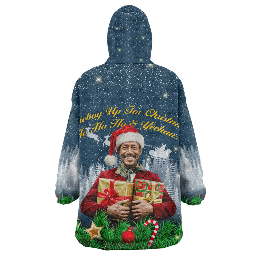 Isom Dart Christmas Kid Wearable Blanket Hoodie Black Cowboy  Santa Western Snow Winter