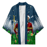 Isom Dart Christmas Kimono Black Cowboy  Santa Western Snow Winter