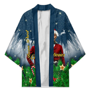 Isom Dart Christmas Kimono Black Cowboy  Santa Western Snow Winter