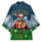 Isom Dart Christmas Kimono Black Cowboy  Santa Western Snow Winter