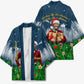 Isom Dart Christmas Kimono Black Cowboy  Santa Western Snow Winter