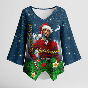 Isom Dart Christmas Kimono Sleeve Blouse Black Cowboy  Santa Western Snow Winter