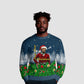 Isom Dart Christmas Ugly Christmas Sweater Black Cowboy  Santa Western Snow Winter