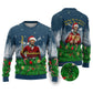 Isom Dart Christmas Ugly Christmas Sweater Black Cowboy  Santa Western Snow Winter