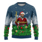 Isom Dart Christmas Ugly Christmas Sweater Black Cowboy  Santa Western Snow Winter