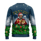 Isom Dart Christmas Ugly Christmas Sweater Black Cowboy  Santa Western Snow Winter