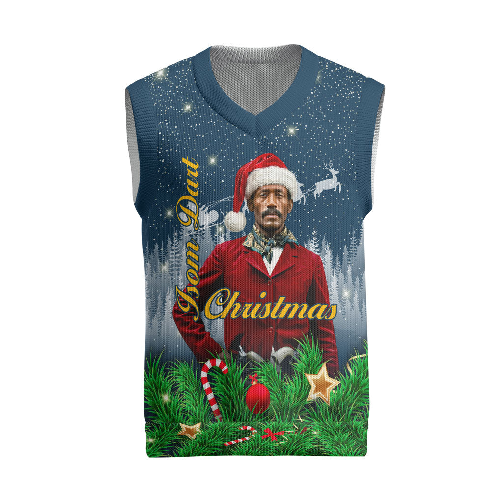 Isom Dart Christmas Knitted V-Neck Vest Black Cowboy  Santa Western Snow Winter