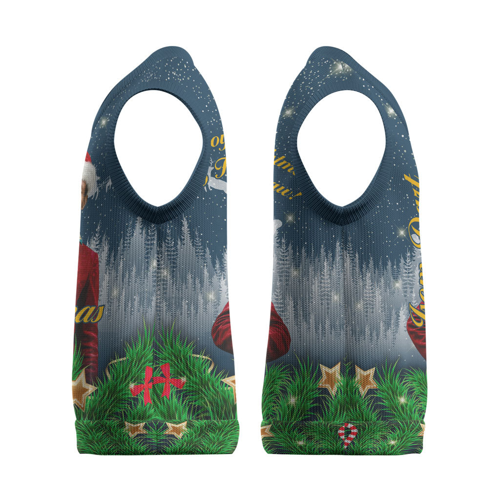 Isom Dart Christmas Knitted V-Neck Vest Black Cowboy  Santa Western Snow Winter
