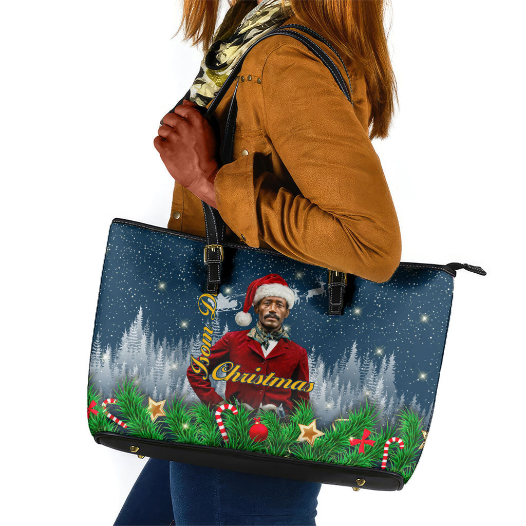 Isom Dart Christmas Leather Tote Bag Black Cowboy  Santa Western Snow Winter