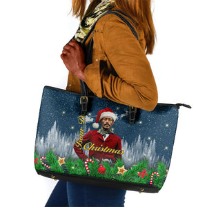 Isom Dart Christmas Leather Tote Bag Black Cowboy  Santa Western Snow Winter