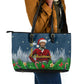 Isom Dart Christmas Leather Tote Bag Black Cowboy  Santa Western Snow Winter