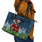 Isom Dart Christmas Leather Tote Bag Black Cowboy  Santa Western Snow Winter