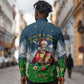Isom Dart Christmas Long Sleeve Button Shirt Black Cowboy  Santa Western Snow Winter