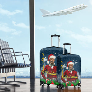 Isom Dart Christmas Luggage Cover Black Cowboy  Santa Western Snow Winter