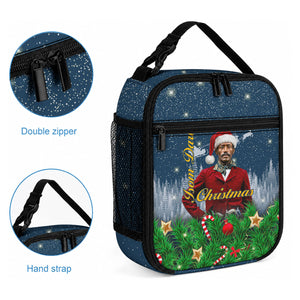 Isom Dart Christmas Lunch Bag Black Cowboy  Santa Western Snow Winter