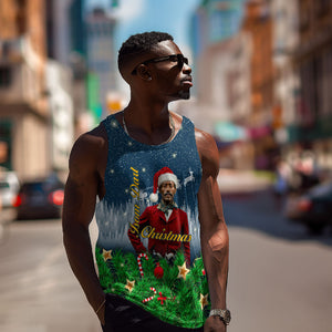 Isom Dart Christmas Men Tank Top Black Cowboy  Santa Western Snow Winter