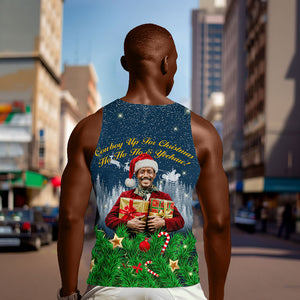Isom Dart Christmas Men Tank Top Black Cowboy  Santa Western Snow Winter