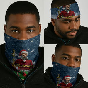 Isom Dart Christmas Neck Gaiter Black Cowboy  Santa Western Snow Winter