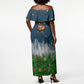 Isom Dart Christmas Off Shoulder Maxi Dress Black Cowboy  Santa Western Snow Winter
