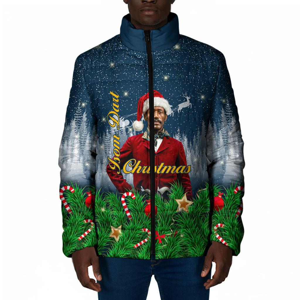 Isom Dart Christmas Padded Jacket Black Cowboy  Santa Western Snow Winter