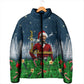 Isom Dart Christmas Padded Jacket Black Cowboy  Santa Western Snow Winter