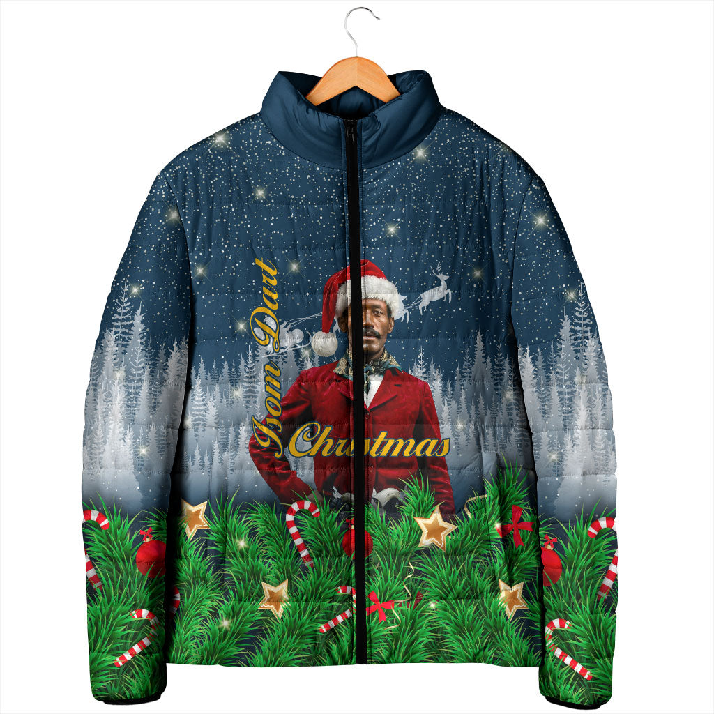Isom Dart Christmas Padded Jacket Black Cowboy  Santa Western Snow Winter