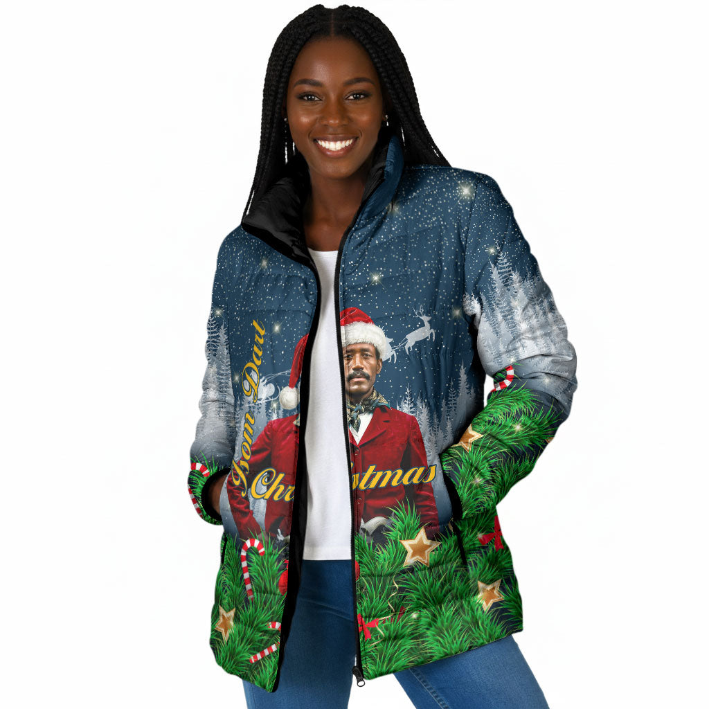 Isom Dart Christmas Padded Jacket Black Cowboy  Santa Western Snow Winter