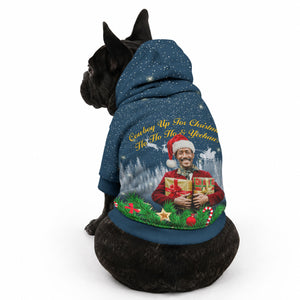 Isom Dart Christmas Pet Hoodie Black Cowboy  Santa Western Snow Winter
