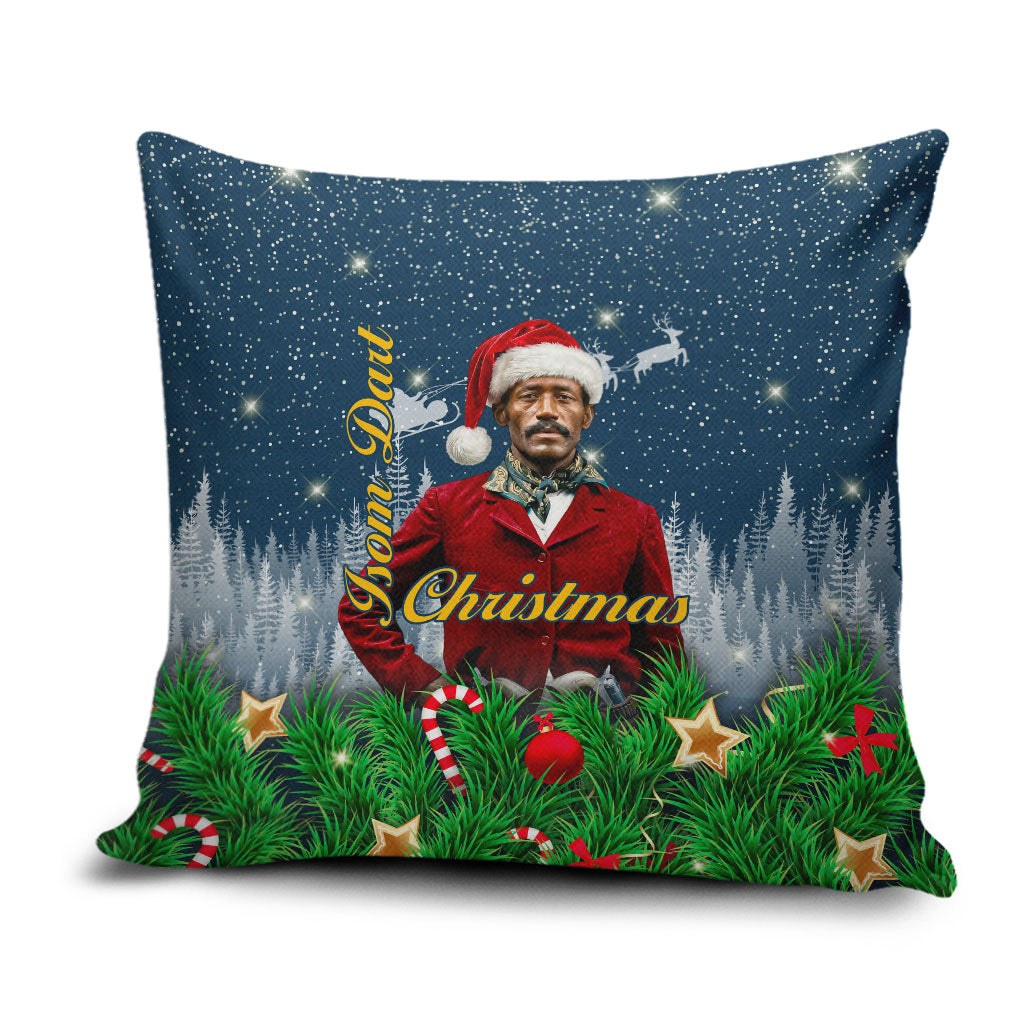 Isom Dart Christmas Pillow Cover Black Cowboy  Santa Western Snow Winter
