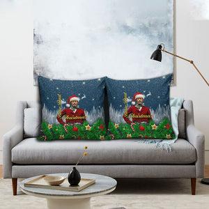 Isom Dart Christmas Pillow Cover Black Cowboy  Santa Western Snow Winter