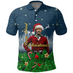 Isom Dart Christmas Polo Shirt Black Cowboy  Santa Western Snow Winter