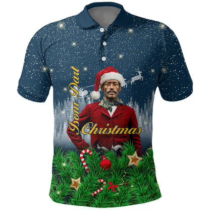 Isom Dart Christmas Polo Shirt Black Cowboy  Santa Western Snow Winter