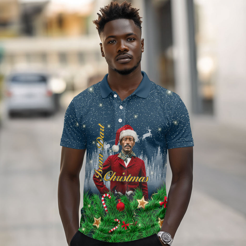 Isom Dart Christmas Polo Shirt Black Cowboy  Santa Western Snow Winter