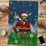 Isom Dart Christmas Puzzle Black Cowboy  Santa Western Snow Winter