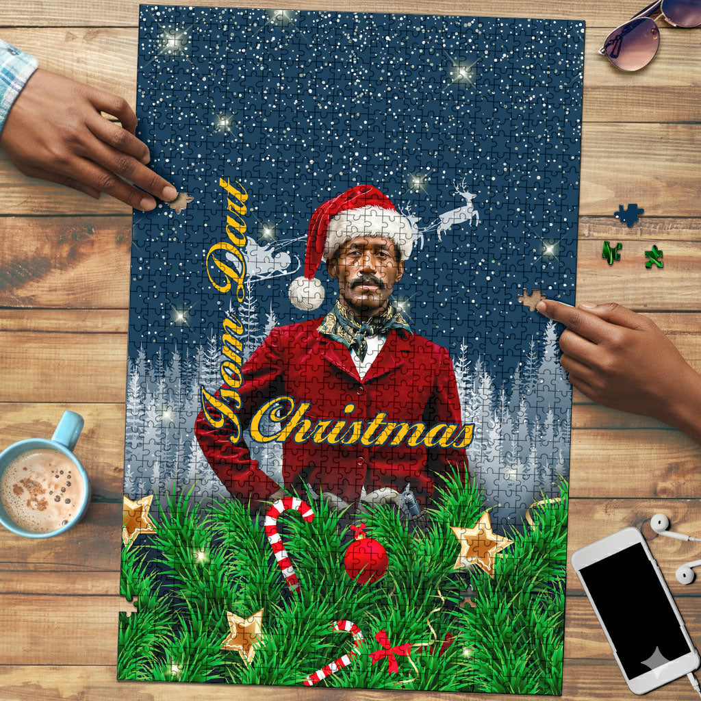 Isom Dart Christmas Puzzle Black Cowboy  Santa Western Snow Winter