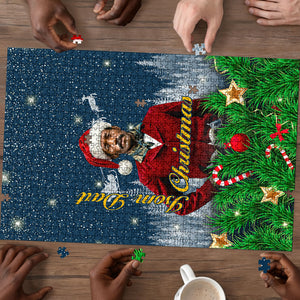 Isom Dart Christmas Puzzle Black Cowboy  Santa Western Snow Winter